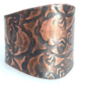 Batik Copper Solid Wide Cuff Bracelet Hippie Boho